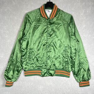 VINTAGE Chalk Line Miami Hurricanes Jacket Green Satin Bomber MEDIUM Made USA